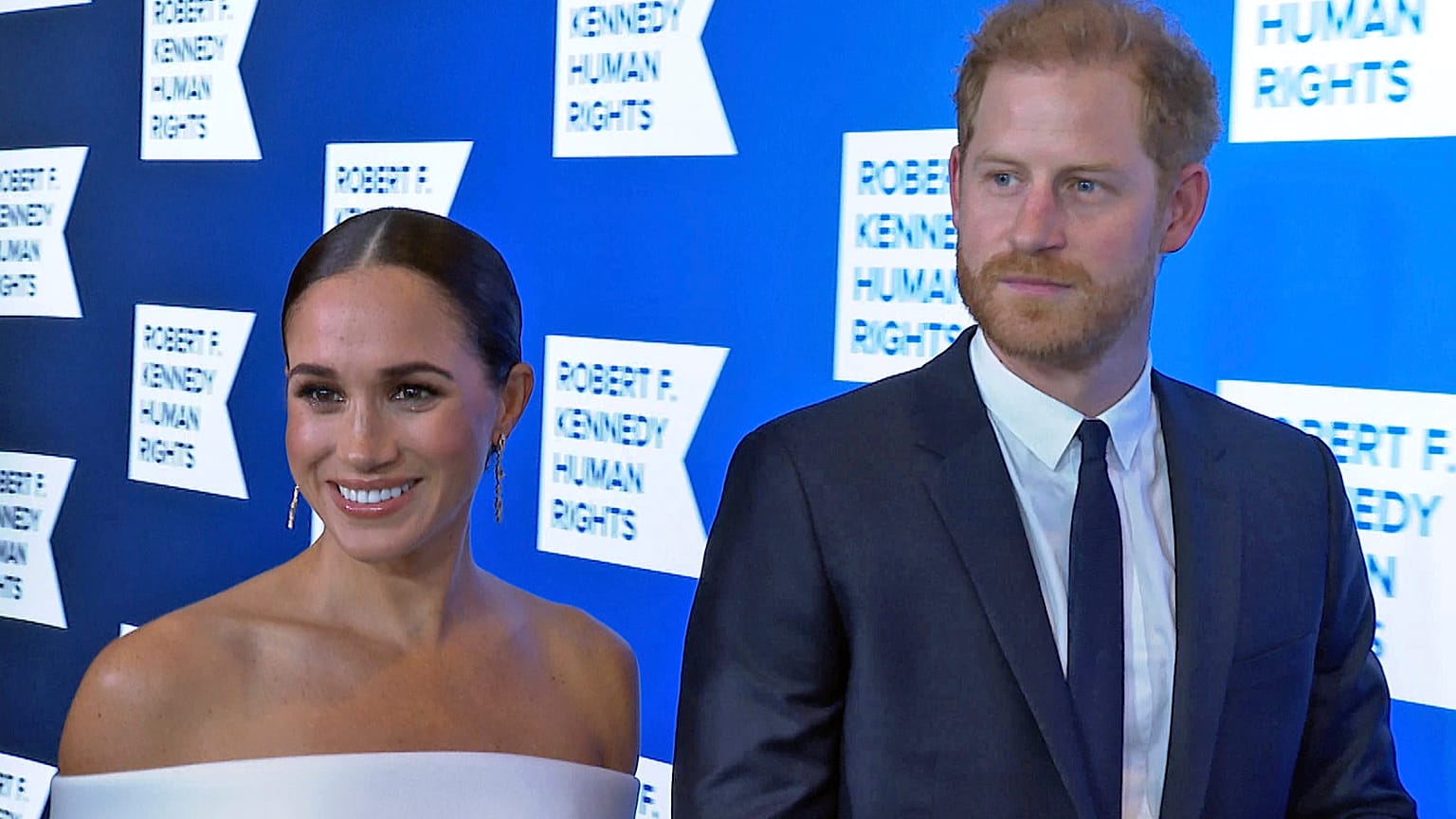 Prince Harry and Meghan, Duke and Duchess of Sussex, in New York City to accept the Robert F. Kennedy Ripple of Hope Award. Tuesday, 6 December 2022.