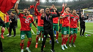 Marokkos Mannschaft im Freudentaumel