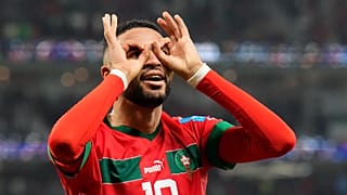 النصيري محتفلاً بعد تسجيله هدف الفوز على البرتغال 