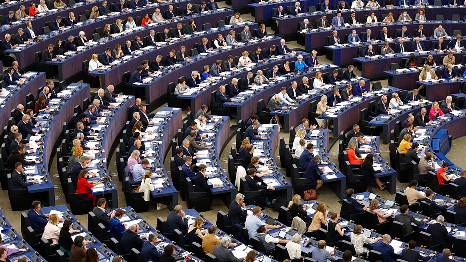 Archives : intérieur du parlement européen à Strasbourg (France), le 13/09/2022