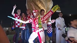 Croatia fans celebrating their team's victory over Brazil
