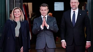 Emmanuel Macron, Olena Zelenska et Denys Shmyhal (13/12/22)