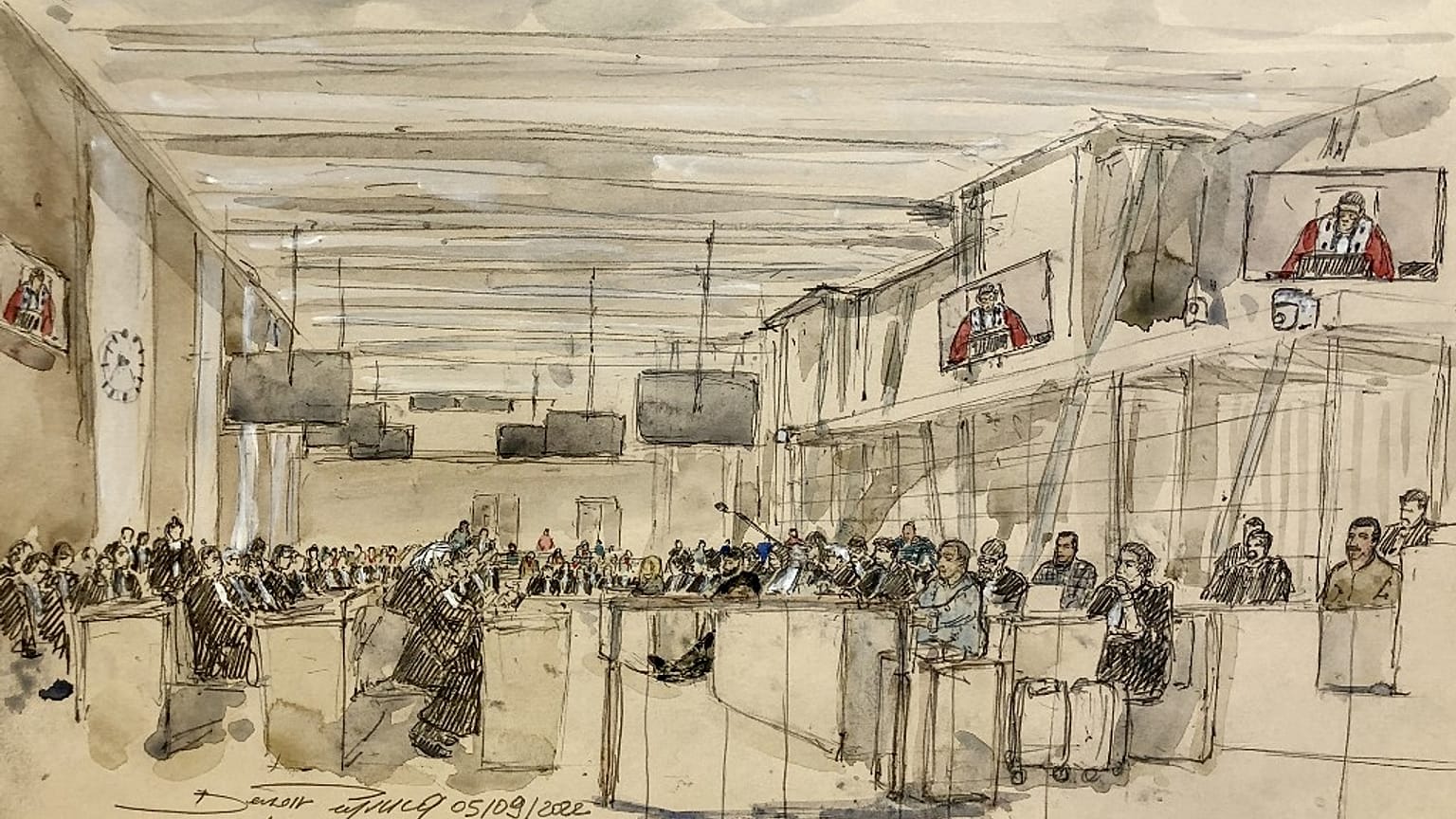 Vue générale du tribunal (croquis du 5 septembre 2022)
