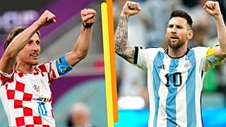 A g. : le Croate Luka Modric, le 01/12/2022 - A dr. : l'Argentin Lionel Messi, le 09/12/2022