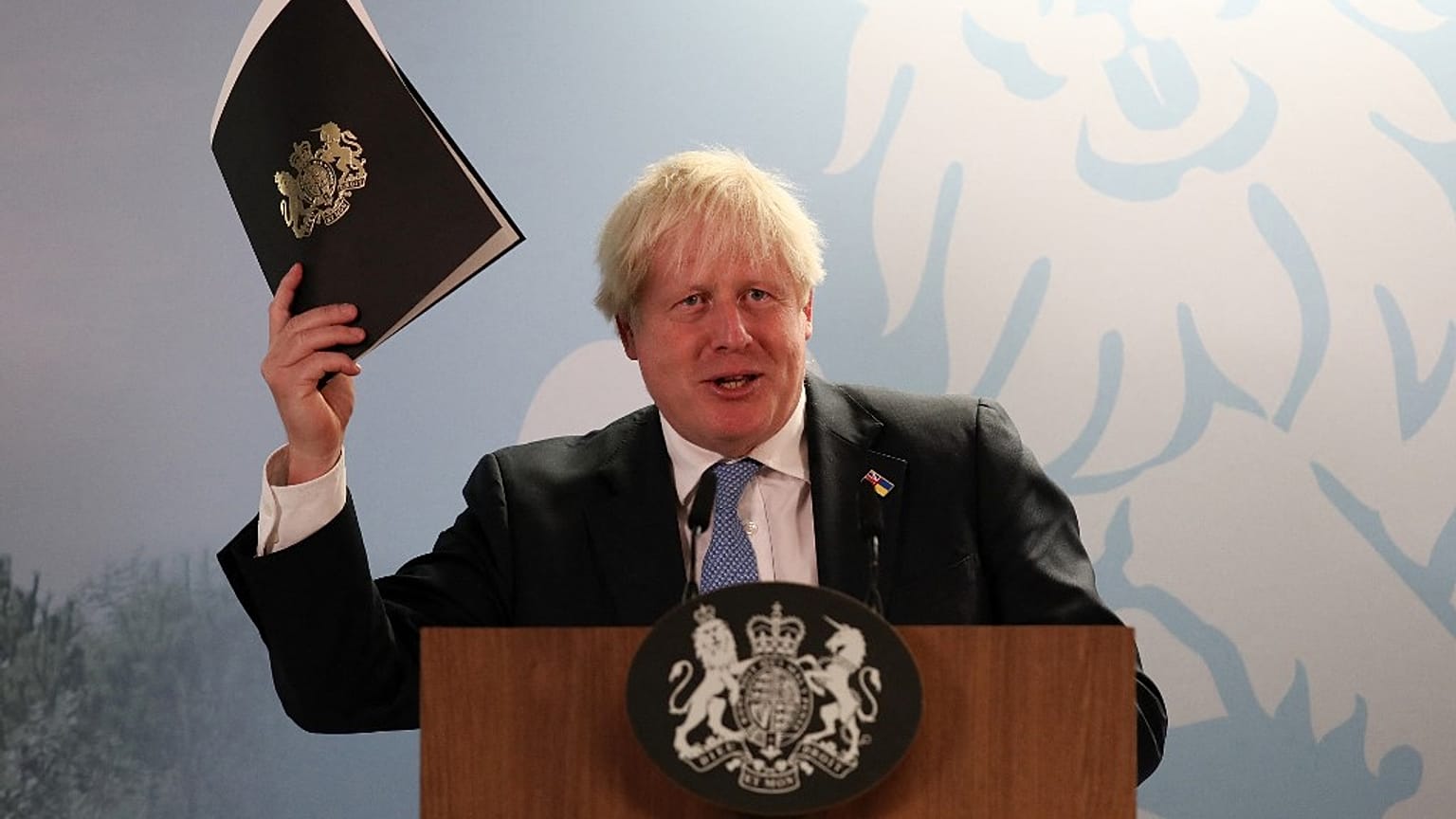 Johnson speaks during his visit to EDF's Sizewell Nuclear power station in Sizewell, eastern England on September 1, 2022. 