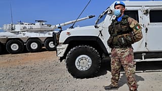 Archives : soldat italien de la Finul, le 4 mai 2021 à Naqoura, dans le sud du Liban