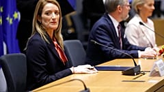 La présidente du Parlement européen, Roberta Metsola, en marge d'un sommet de l'UE à Bruxelles, jeudi 15 décembre 2022. 