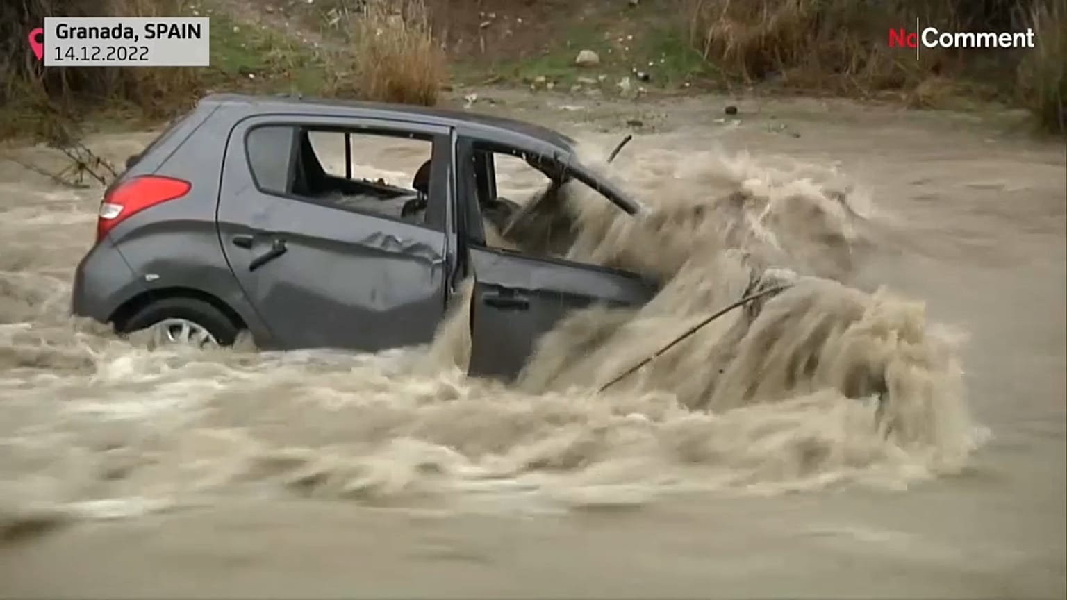 Many were stranded after a storm battered central Spain