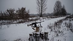 Eine MG-Stellung am Stadtrand von Kiew