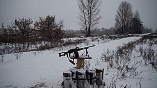 Eine MG-Stellung am Stadtrand von Kiew