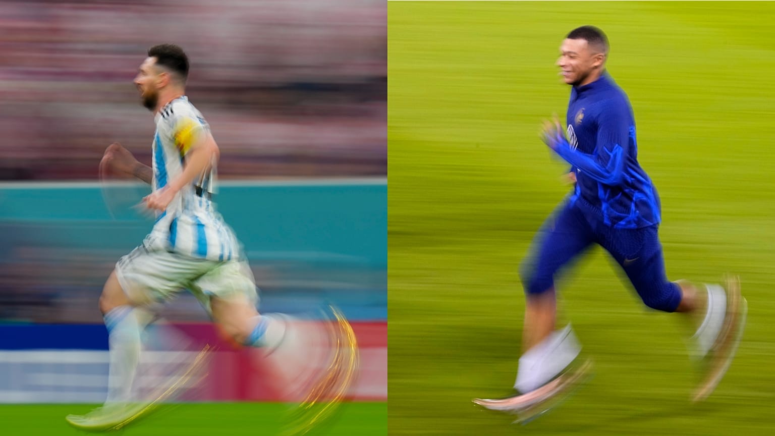 نجم المنتخب الفرنسي كيليان مبابي يميناً) والنجم الأرجنتيني ليونيل ميسي.