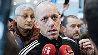 Palestinian French lawyer and activist Salah Hammouri talks with the press as he arrives at the Charles de Gaulle Airport after his extradition from Israel to France, Sunday, 