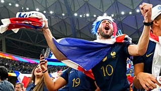 Fans of France prepare for the World Cup grand final between Argentina and France at the Lusail Stadium in Qatar.