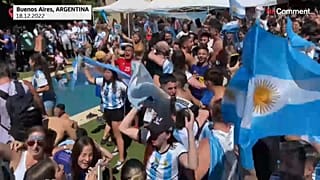 Argentina fans celebrate World Cup victory in Buenos Aires.