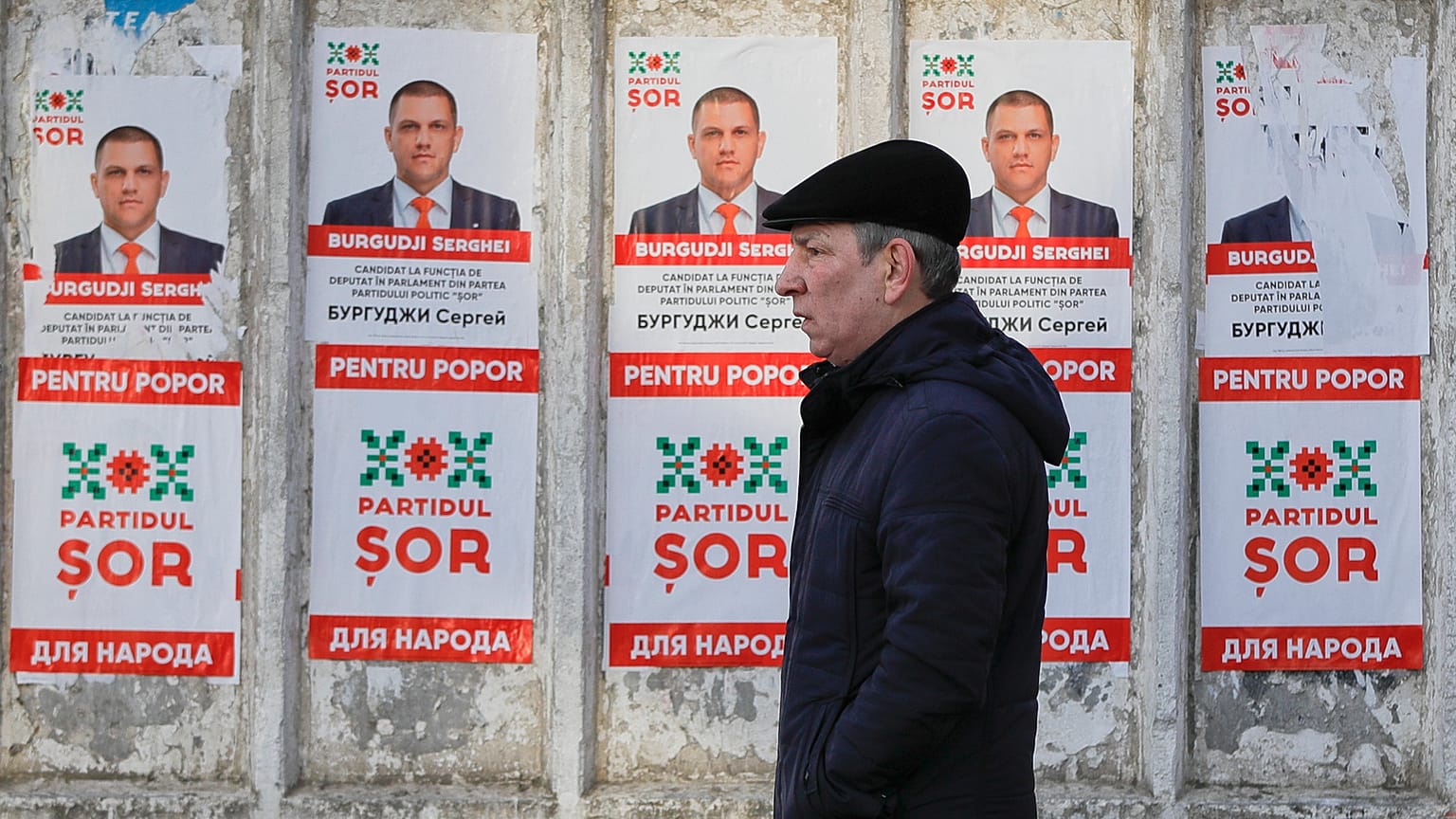 Electoral posters advertising the candidates of the Shor party, led by  Modovan businessman Ilan Shor, in Chisinau, Moldova. 21 Feb. 2019.