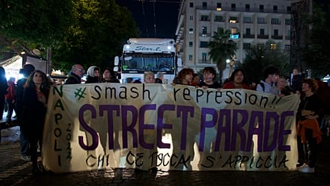 Italian pro-rave supporters march in central Naples