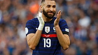 L'attaquant français Karim Benzema, lors du match France-Danemark au Stade de France, le 03/06/2022
