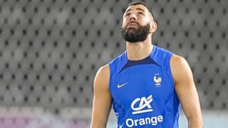 Karim Benzem im Nationaltrikot beim Training in Katar. Kurz darauf bremste ihn ein Oberschenkel aus