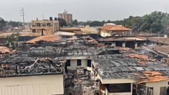 Headquarters of the EU in Bangui after the fire on Sunday