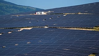 A solar park near Kozani, Greece. The EU may need to find three-quarters of its energy needs from renewable sources by 2040.