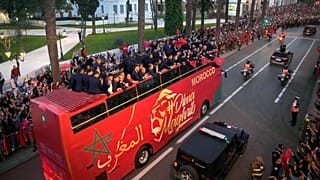  استقبال از بازیکنان تیم ملی فوتبال مراکش در رژه بازگشت به خانه در مرکز رباط؛ ۲۰ دسامبر ۲۰۲۲