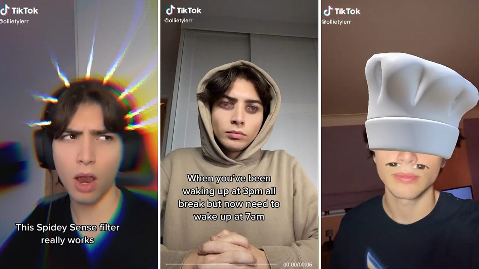 Ollie Tyler's many TikTok filters