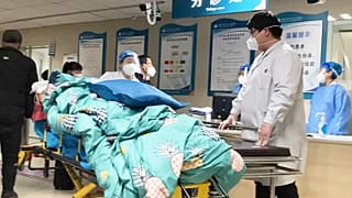 The Baoding No. 2 Central Hospital in Zhuozhou city in northern China's Hebei province, 21 December 2022