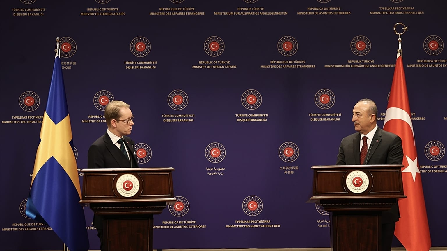 Dışişleri Bakanı Çavuşoğlu ve  İsveç Dışişleri Bakanı Billström Ankara'da ortak basın toplantısı düzenledi