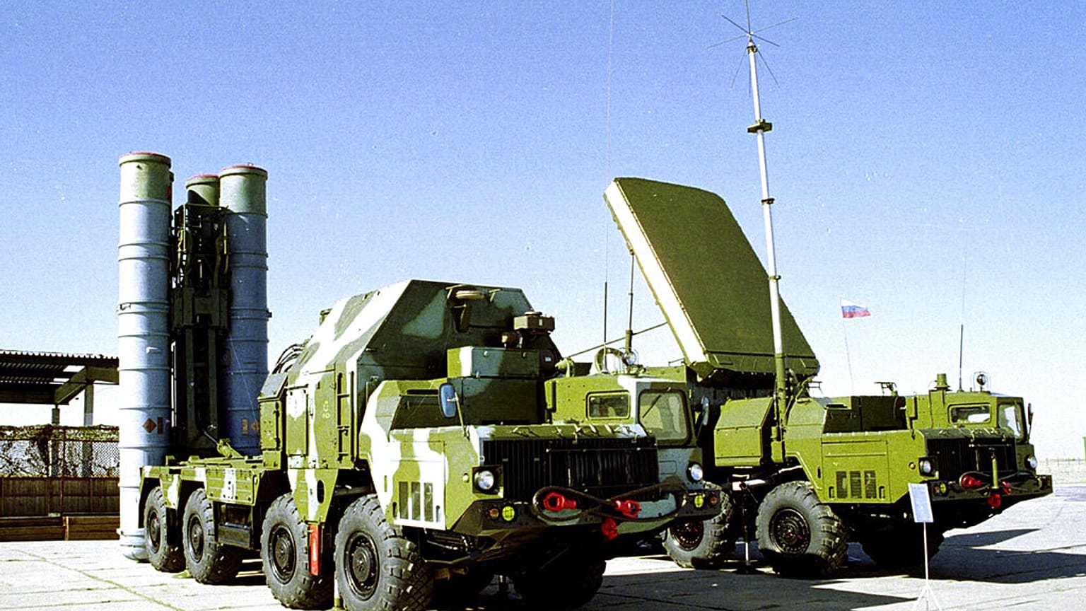 An S-300 air-defense missiles launcher, left, and a S-300 missiles guidance station, right, are seen somewhere at undisclosed location in Russia in this 2001 photo.
