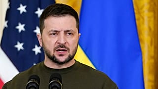 Volodymyr Zelenskyy durante a conferência na Casa Branca