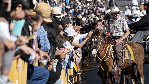 Un cavalier défile dans les rues de San José à l'occasion d'El Tope, la journée de célébration de la culture équestre du Costa Rica