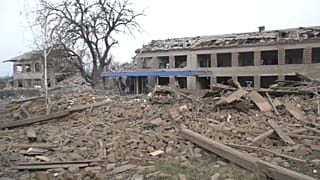 A large school building was completely destroyed due to the strikes in the Zaporizhzhia region of Ukraine.