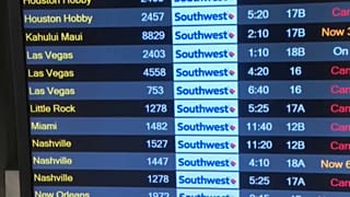 A Southwest Airlines törölt járatai (pirossal jelölve) egy amerikai repülőtéren