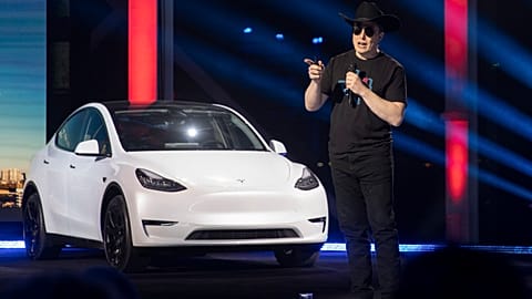 Tesla CEO Elon Musk speaks at the "Cyber Rodeo" grand opening celebration for the new $1.1 billion Tesla Giga Texas manufacturing facility in, Texas, in April 2022 