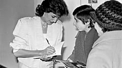 Linda de Suza no lançamento da edição portuguesa de "A mala de cartão", em 1985. 