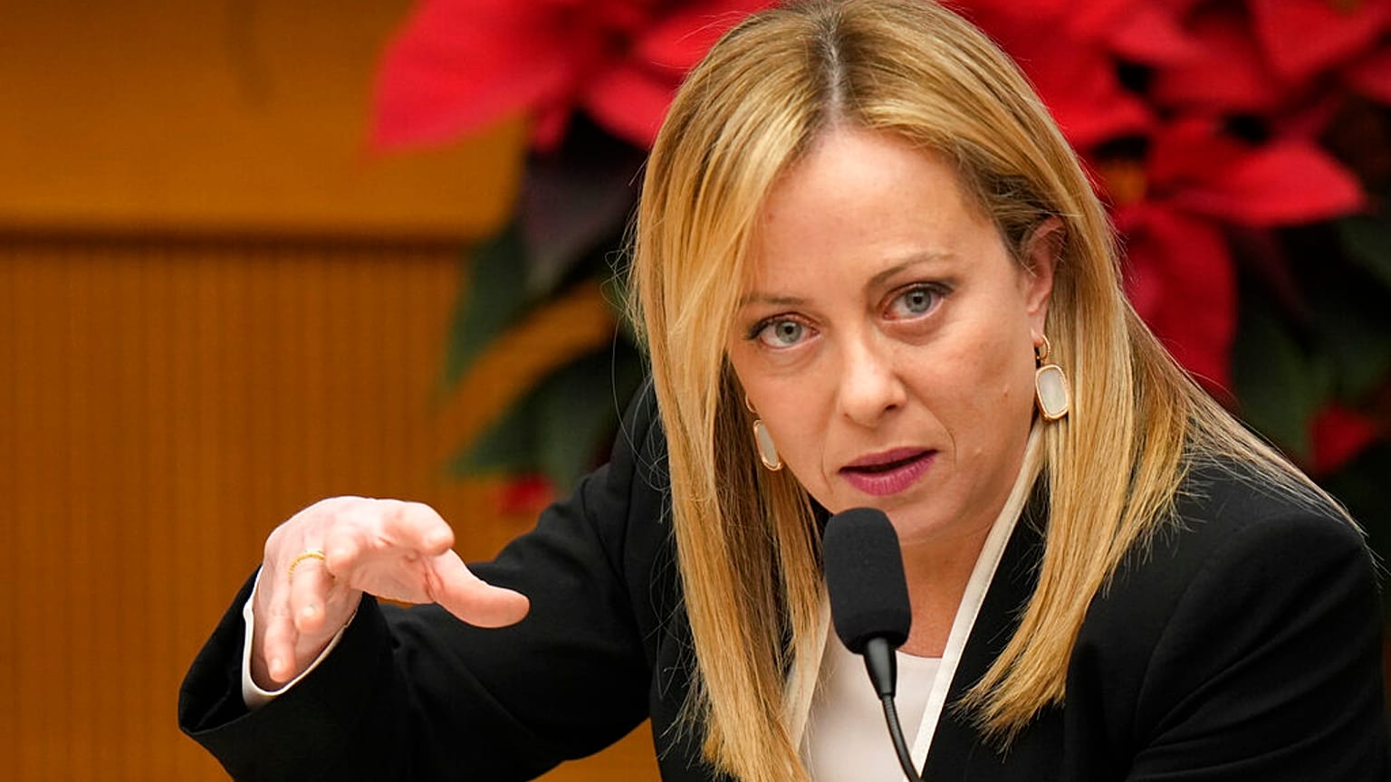 La primera ministra italiana durante la conferencia de fin de año en Roma de este jueves
