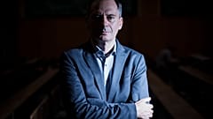 Bulgarian investigative journalist and lead Russia investigator with Bellingcat Christo Grozev poses for a photo session at the Institute of Political Studies