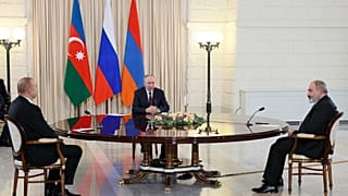 Azerbaycan Cumhurbaşkanı İlham Aliyev, Rusya Devlet Başkanı Vladimir Putin ve Ermenistan Başbakanı Nikol Paşinyan