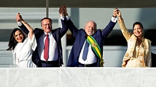 Le président Lula da Silva et son épouse Rosangela, lors de la cérémonie d''investiture à Brasilia, le 01/01/2023