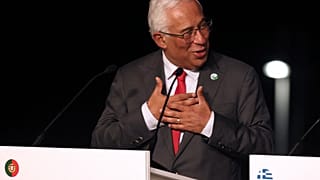 Portugal's Prime Minister Antonio Costa holds a joint press conference with the rest of leaders during the EU-MED9 Euro-Mediterranean Group Summit on December 9, 2022.