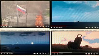 A computer screen with four YouTube windows displaying combat clips from Arma 3.