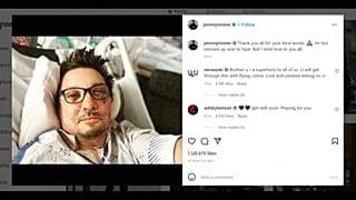 Jeremy Renner ringrazia i suoi fan su Instagram.