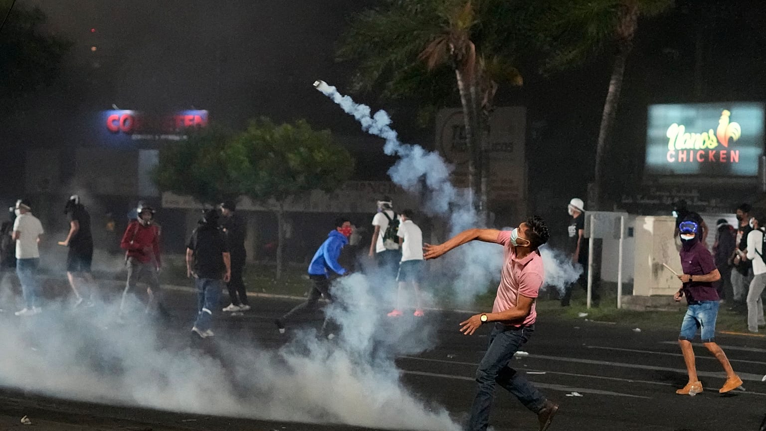 Supporters of opposition leader and governor of Santa Cruz Luis Fernando Camacho clash with authorities in Santa Cruz, Bolivia.