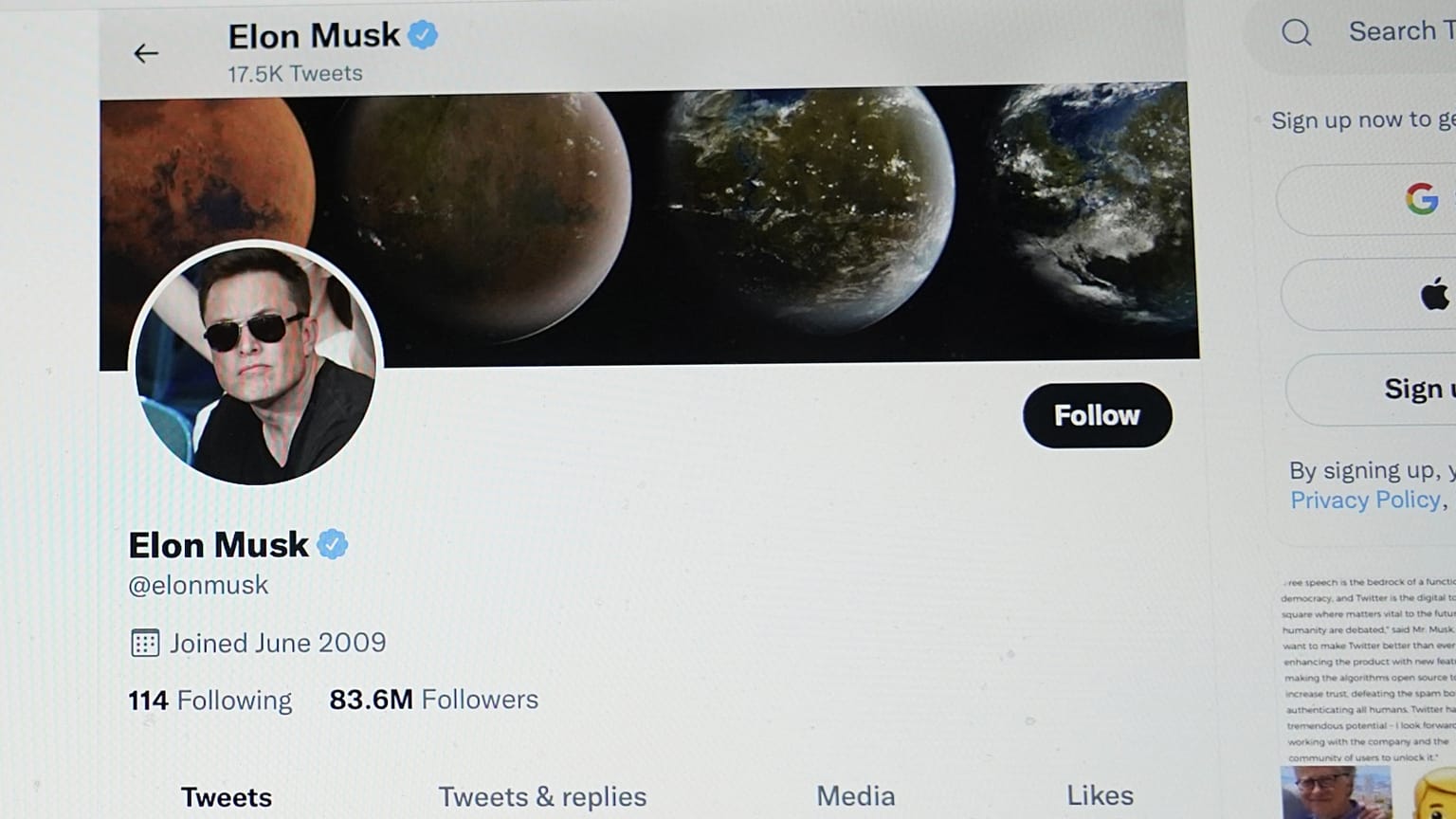 Elon Musk Twitter-fiókja
