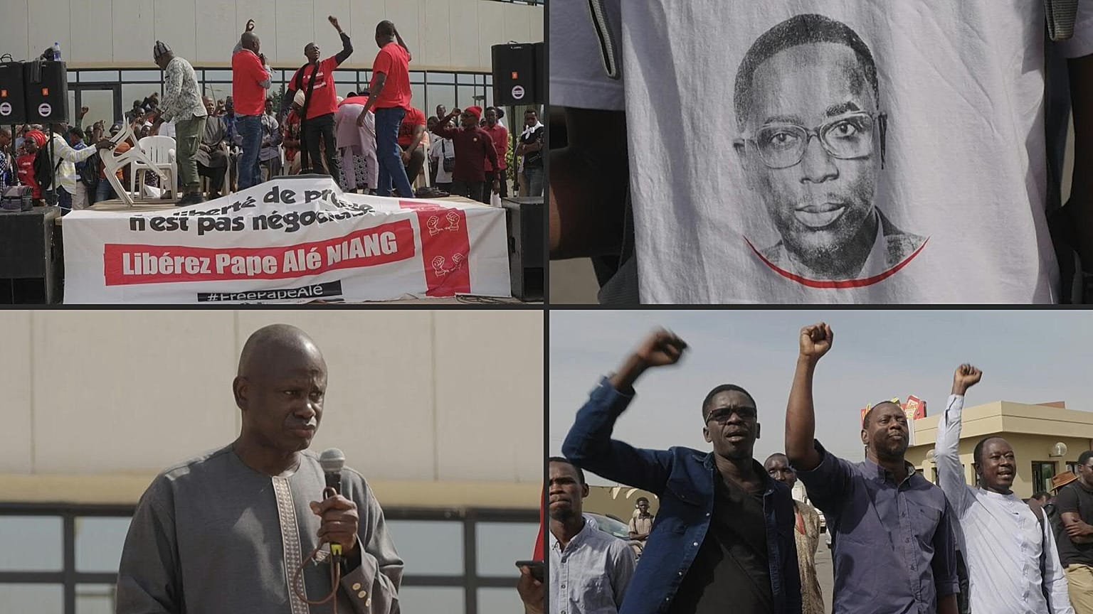 Senegalese journalists demonstrate in support of their colleague Pape Ale Niang. 