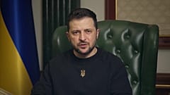 El presidente de Ucrania Volodímir Zelenski en su discurso nocturno