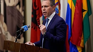 Gilad Erdan, l'ambassadeur israélien auprès des Nations Unies lors d'une conférence de presse avant la réunion du Conseil de sécurité de l'ONU du 05.01.2023
