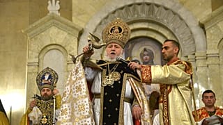 Католикос Всех Армян Гарегин II возглавил богослужение накануне православного Рождества 6 января 2021 года в кафедральном соборе Еревана. 