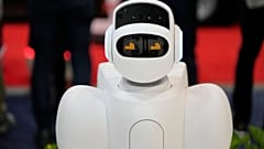 Aeo, a service robot from Aeolus Robotics is shown at the Aeolus booth during the CES tech show Friday