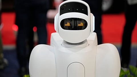 Aeo, a service robot from Aeolus Robotics is shown at the Aeolus booth during the CES tech show Friday